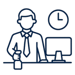 Illustration d’un professionnel nettoyant un bureau avec un spray, représentant les services de nettoyage pour entreprises.