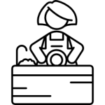 Illustration d’une personne effectuant une tâche ménagère à domicile, représentant les services de ménage proposés aux particuliers.