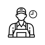 Icône d’un agent d’entretien intervenant dans un environnement de bureau, symbolisant les services de nettoyage professionnel.